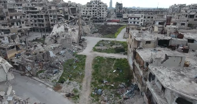 ville de Homs en Syrie filmer par un drone 4k
