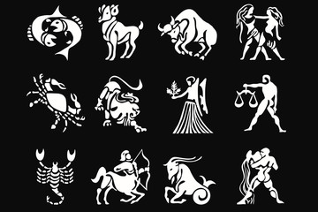 the signs of the zodiac on a black background