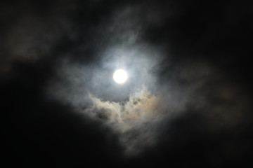 Fototapeta na wymiar 幻想風景・分厚い雲間から透けて見える太陽