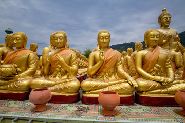 many Buddha statue buddha image used as amulets of Buddhism religion in Nakornnayok Thailand