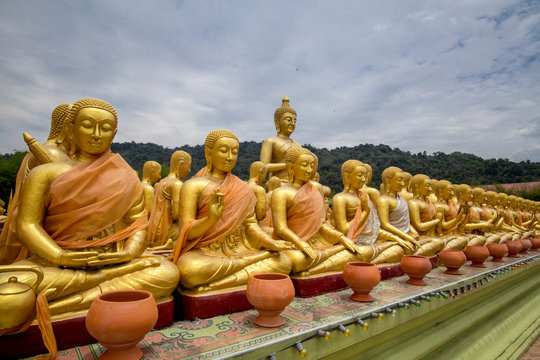 many Buddha statue buddha image used as amulets of Buddhism religion in Nakornnayok Thailand