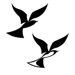 stylized black silhouettes birds