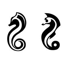 Fototapeta premium stylized black silhouettes of sea horses