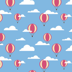 seamless pattern with big balloons and clouds