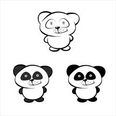 cute little panda, black and white logo in the form of pandas