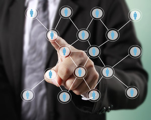 Hand touch virtual icon  social network