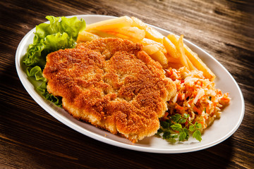 Fried pork chop with french fries