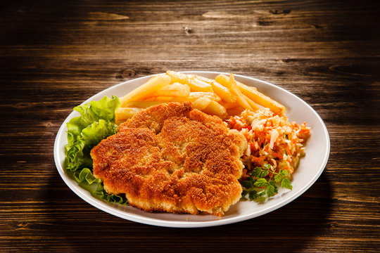 Fried pork chop with french fries