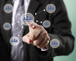 Hand touch virtual icon  social network