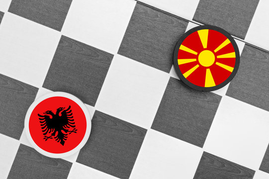 Draughts (Checkers) - Albania vs Macedonia - problem, tension, conflict, clash and war between Albanian and Macedonian state