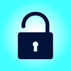 Unlock icon. Flat design style. Access to the user.