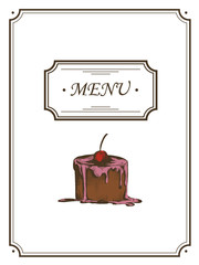 vector template menu design illustration with cake in retro style