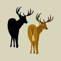 Deer vector illustration style Flat silhouette