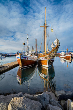 Whale watching boat in Husavik, Iceland