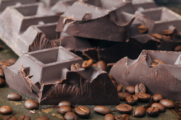 Chopped chocolate with coffee