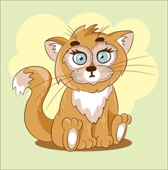 vector illustration of a cute kitten