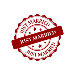 Obraz premium Just married red stamp illustration
