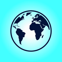 Globe icon. Traveling on the planet Earth. Trip around the world.