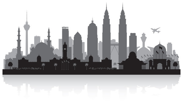 Kuala Lumpur Malaysia City Skyline Silhouette