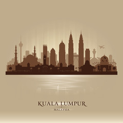 Kuala Lumpur Malaysia city skyline vector silhouette - obrazy, fototapety, plakaty