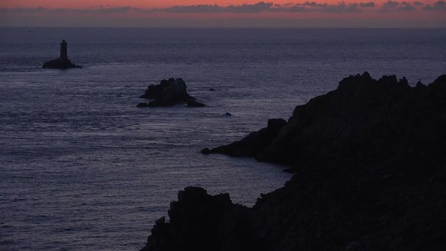 Sunset Lighthouse, Pointe du Raz, Finist&egrave;re, Brittany, France