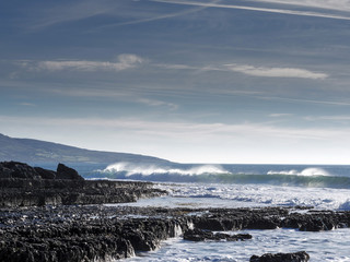 Wave rushing towards the coast, West coast of Ireland.