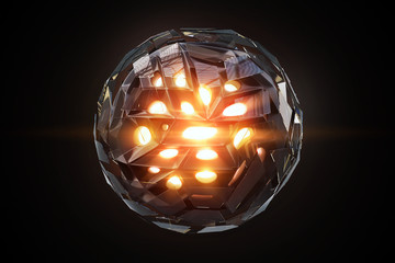 Abstract 3d rendering of energy sphere with organic structure. Futuristic shape. 3d Rendering