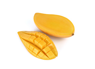 Yellow mango isolated on white background (mango, fruit, juice)