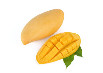 Yellow mango isolated on white background (mango, fruit)