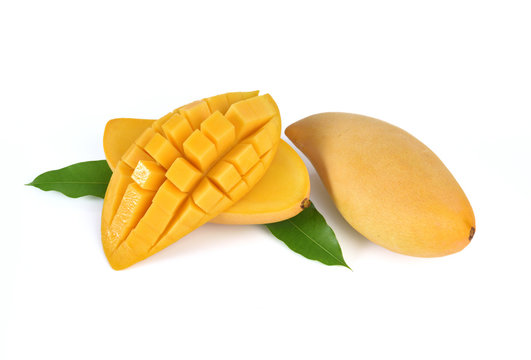 Yellow mango isolated on white background (mango, fruit)