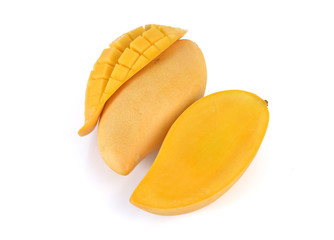 Yellow mango isolated on white background (mango, fruit)