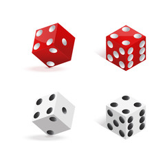 Red and white dices isolated on white background. illustration.