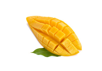 Yellow mango isolated on white background (mango, fruit, juice)