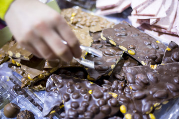 Dark and brown chocolate with nuts