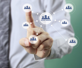 Hand touch virtual icon  social network