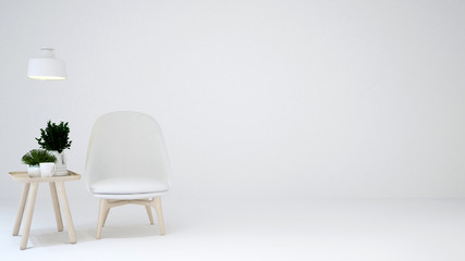 living area or relax area on white background - 3D Rendering