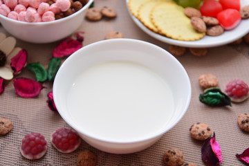 A plate of milk for breakfast