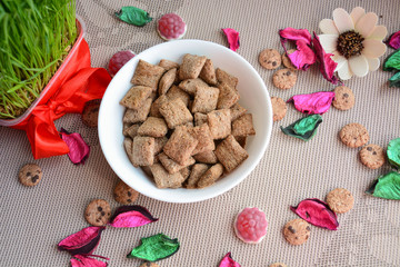 Chocolate breakfast pads with milk