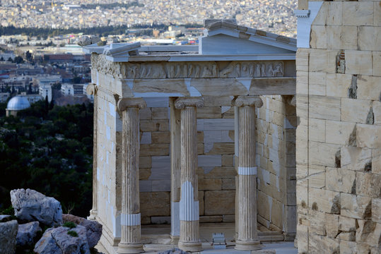 vy fr&aring;n, akropolis, grekland, aten, pelare, antik
