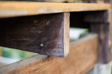 Brown wooden with nail for home background or texture.