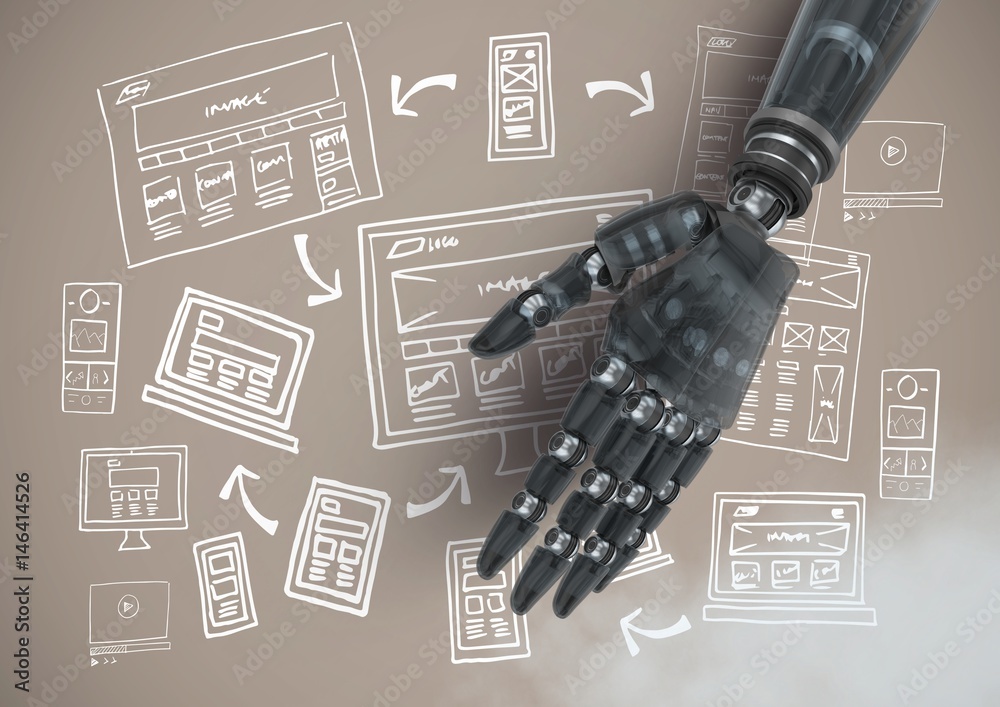 Poster android hand open and image computer drawings graphics