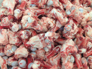 Pork bone in the market for sale