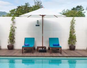 Beds for Sun bath at swimming pool