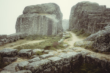 A rainy day in Monsanto is a small unique medieval village in the province of Idanha-a-Nova. Portugal