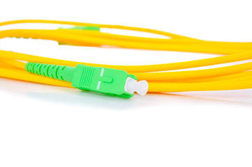 optical fiber patch cord on white background