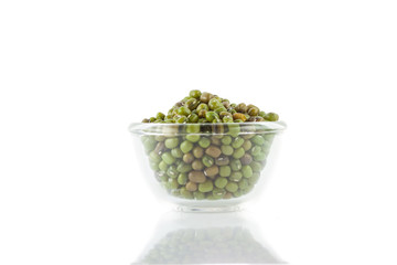 Mung bean in a bowl isolated on white