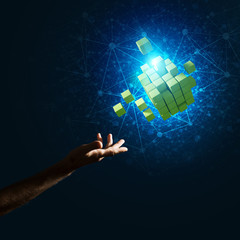 Idea of new technologies and integration presented by cube figure