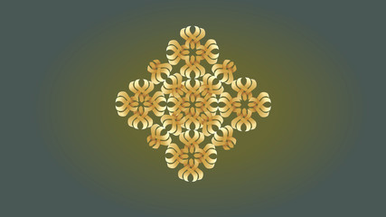 Abstract green background golden geometry form