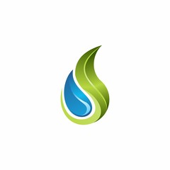 Water Leaf Logo Template