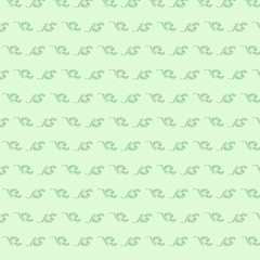 Green seamless floral pattern in retro style